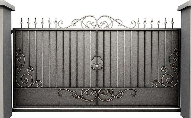 Распашные ворота Распашные ворота с ковкой CM-18 - внешняя сторона