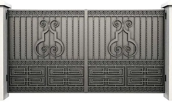 Распашные ворота Распашные ворота с ковкой GD-3 - внешняя сторона