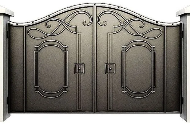Распашные ворота Распашные ворота с ковкой GD-4 - внешняя сторона