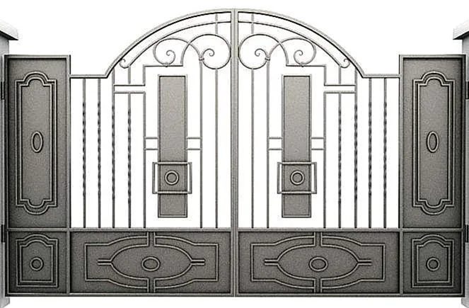 Распашные ворота Распашные ворота с ковкой GD-6 - внешняя сторона