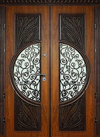 Массив дерева Входная парадная дверь с ковкой MV-23 - внешняя сторона