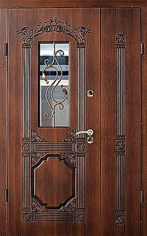 С зеркалом Входная парадная дверь с ковкой и зеркалом MV-83 - внешняя сторона