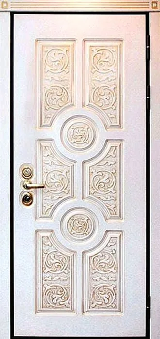 Двери с шумоизоляцией Белая уличная дверь UR-9 - внешняя сторона